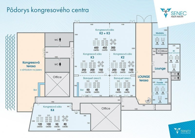 Pôdorys kongresov v Hoteli SENEC